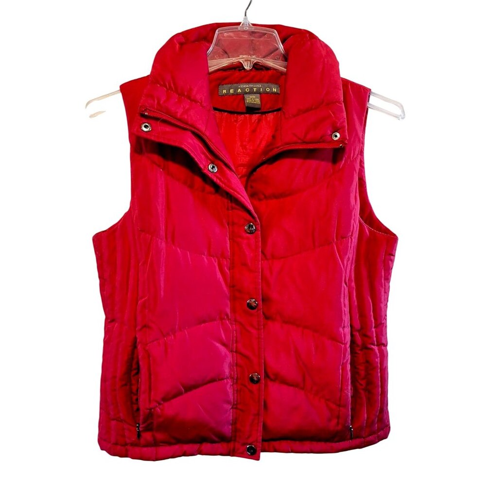Kenneth Cole Reaction Red Quilted Puffer Vest With Pockets M Feather Cozycore